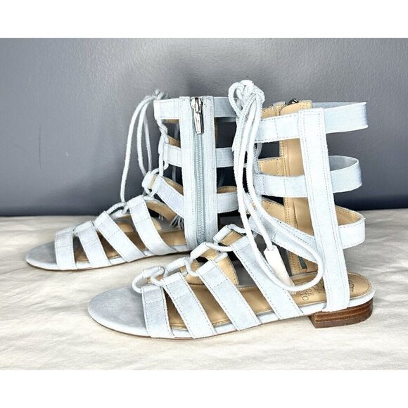 Vince Camuto Helayn Gladiator Sandals Women's Size 6.5 / 36.5 Light Blue Suede - Picture 13 of 14